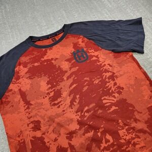 Husqvarna Shirt Men Large Orange Camo‎ Terrang SS Tee Motorcycle Dirtbike Cotton